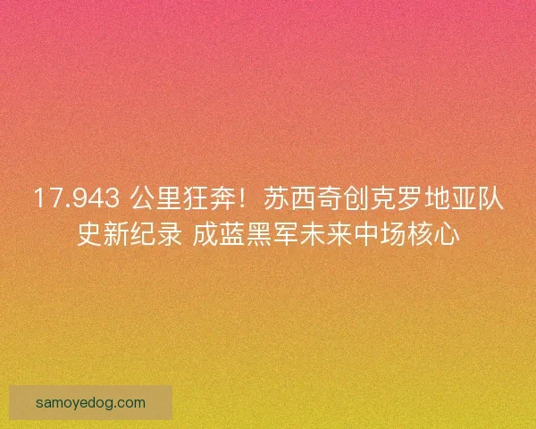17.943 公里狂奔!苏西奇创克罗地亚队史新纪录 成蓝黑军未来中场核心 17.943 公里狂奔!苏西奇创克罗地亚队史新纪录 成蓝黑军未来中场核心