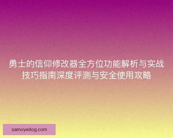 勇士的信仰修改器全方位功能解析与实战技巧指南深度评测与安全使用攻略