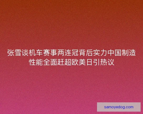 张雪谈机车赛事两连冠背后实力中国制造性能全面赶超欧美日引热议